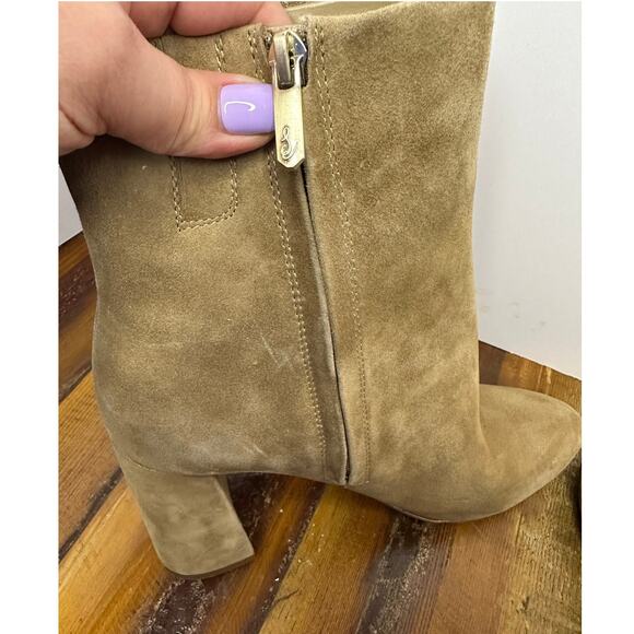 Sam Edelman Daria Block Heel Bootie Tan Suede, Size 9 | Chic Women's Booties - Picture 8 of 10
